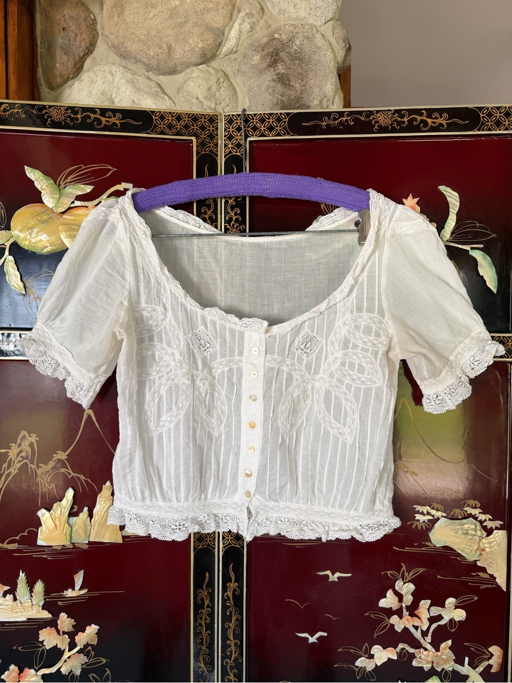 Vintage Dôen style cotton lace blouse - Picture 2 of 9